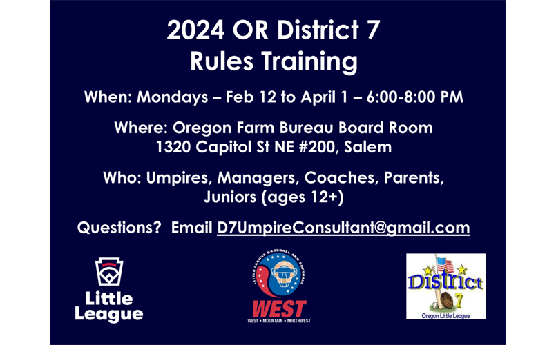 District 7 Rules Training